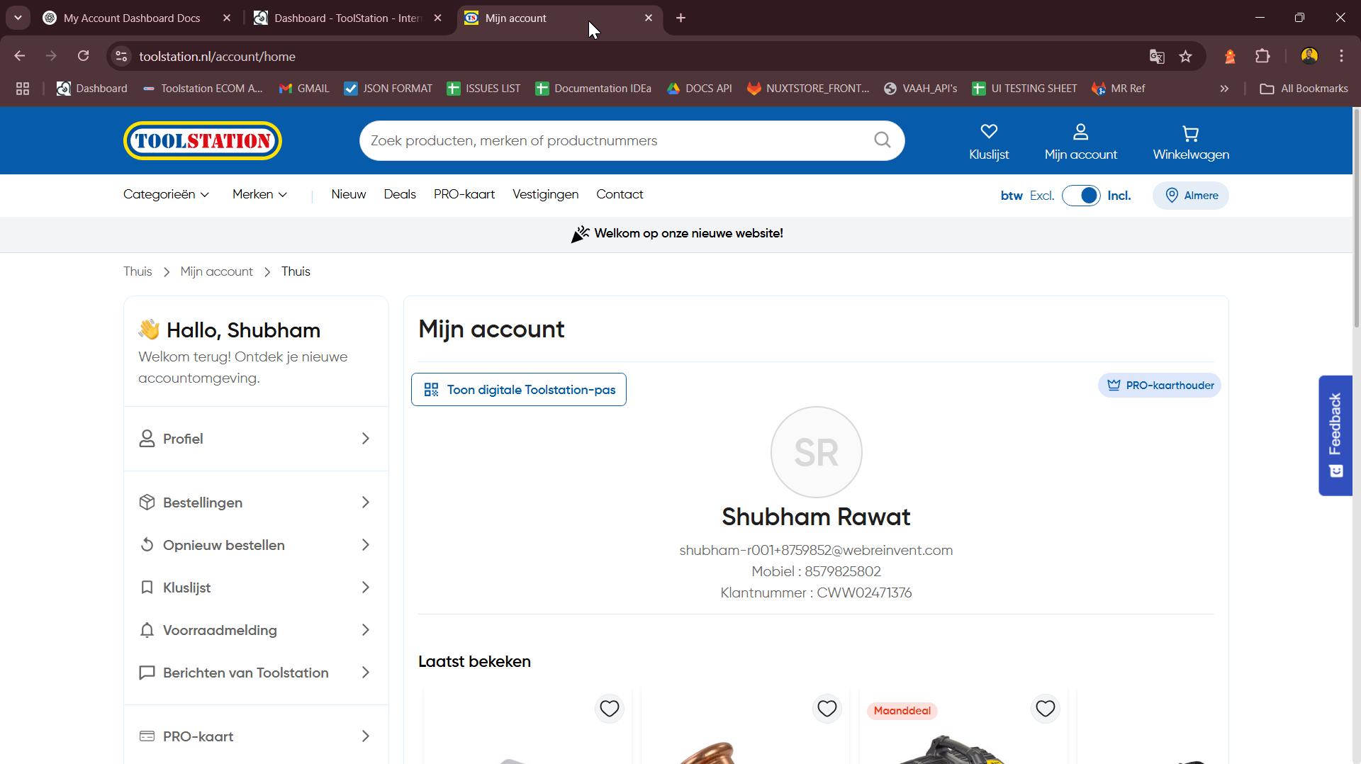 My Account ProCard Tag