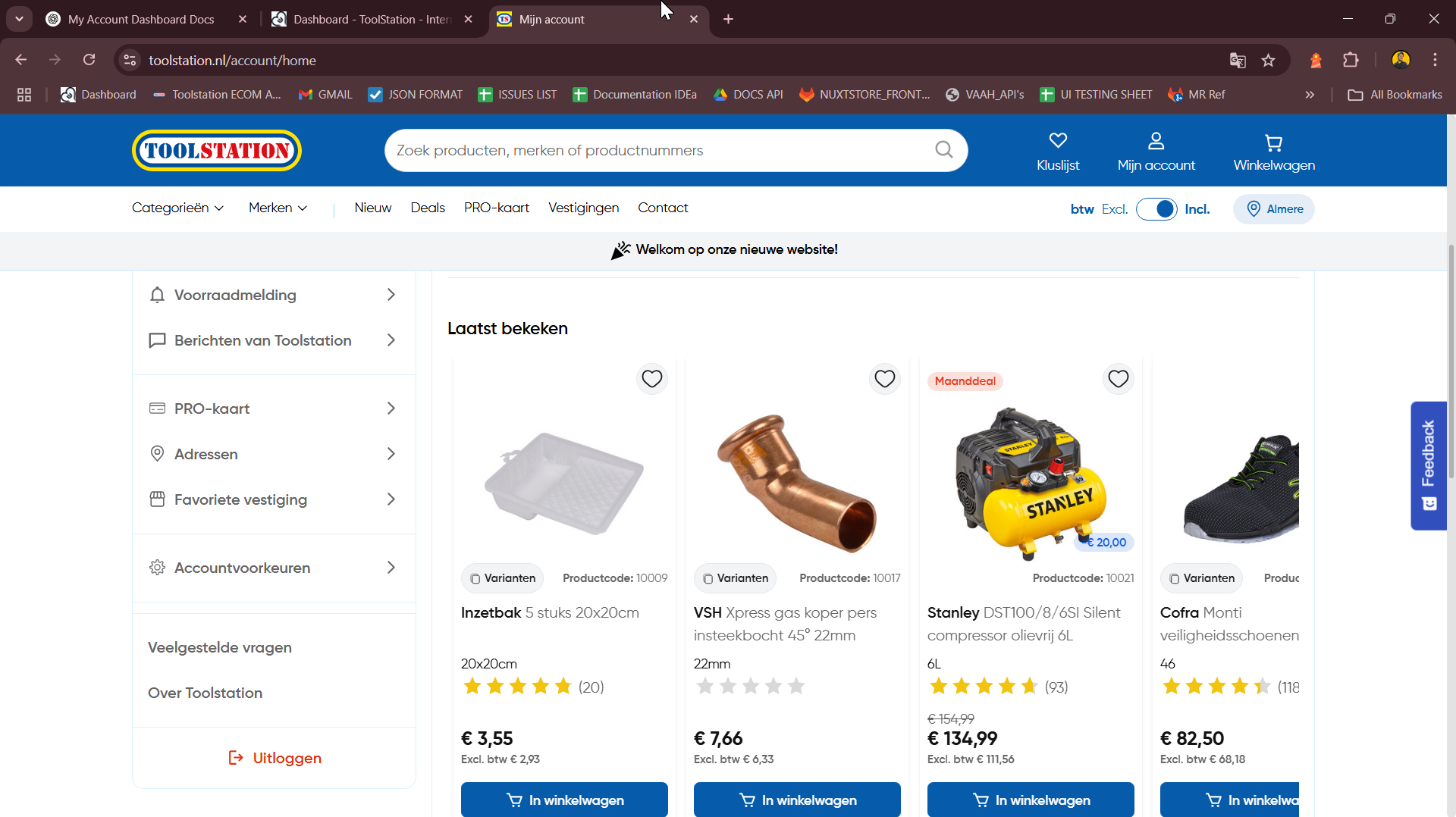 My Account Product Carousel